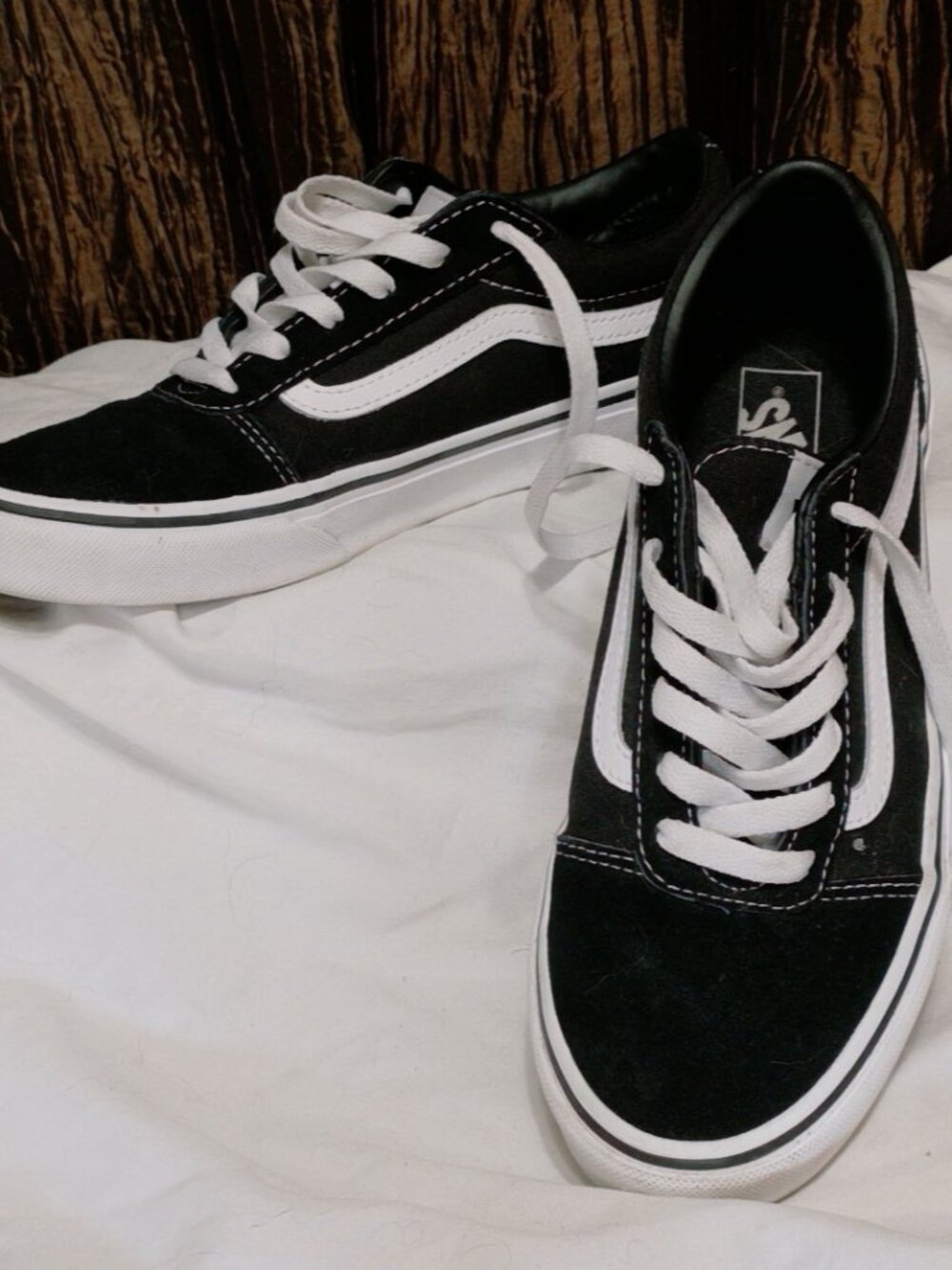 Vans Ward Canvas Suede Lace Up Sneakers Shoes Youth Size 5.0 Black White